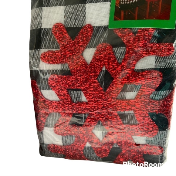 Chair Covers Santa Hat Buffalo Check Snowflake Set of 4 Black White Check - Picture 6 of 8